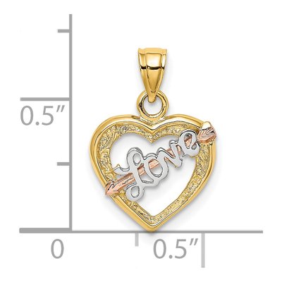 14K Two-Tone Gold LOVE Heart Arrow Charm – view 4