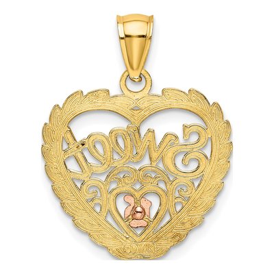 14K Two-Tone Gold Sweet 16-Heart Pendant – view 5