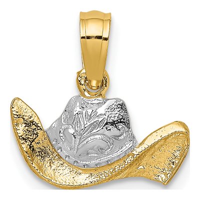 14K Yellow Gold Cowboy Hat Pendant