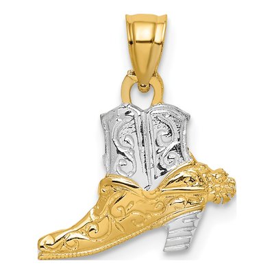 14K Yellow Gold Cowboy Boot Pendant