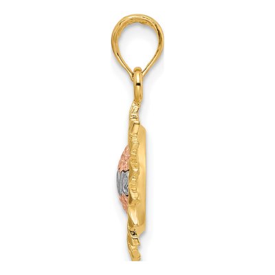 14K Tri-Color Gold Sunflower LOVE Pendant – view 3