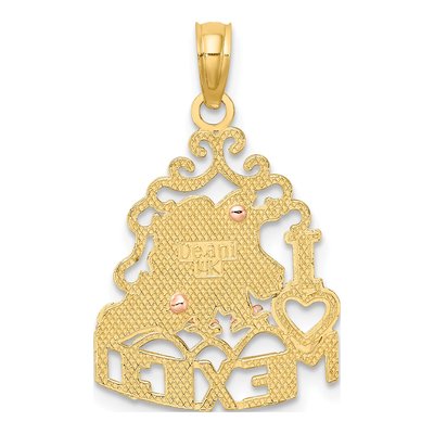 14K Two-Tone Gold I Heart Mexico Eagle Pendant – view 4