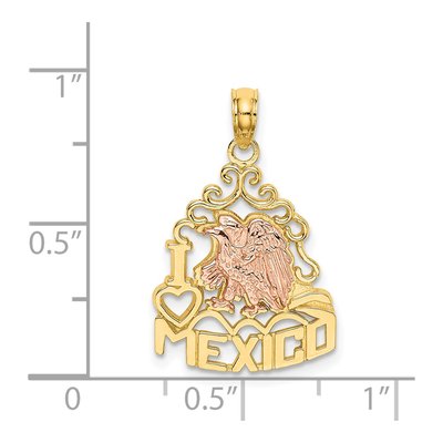 14K Two-Tone Gold I Heart Mexico Eagle Pendant – view 5