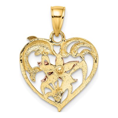 14K Two-Tone Gold Dolphin Starfish Heart Charm – view 5