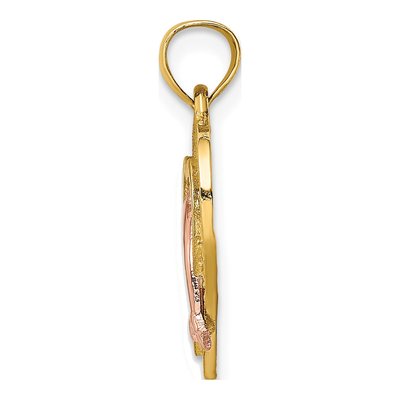 14K Two-Tone Gold Dolphin Heart Pendant – view 3