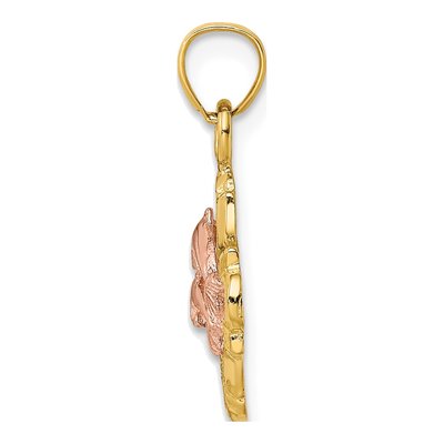 14K Two-Tone Gold Double Dolphins Frame Charm – view 3