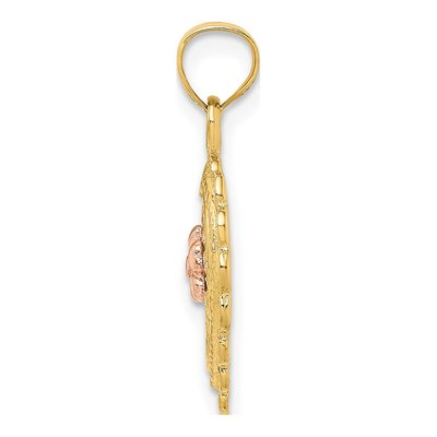 14K Two-Tone Gold Flower Heart Basket Charm – view 3