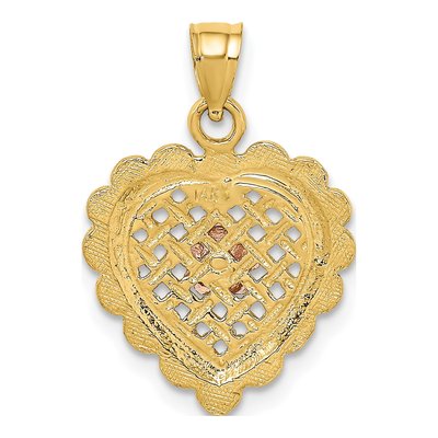 14K Two-Tone Gold Flower Heart Basket Charm – view 5
