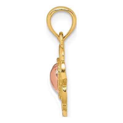 14K Two-Tone Gold Textured Heart Pendant – view 3