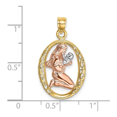 14K Two-Tone Gold Mother Baby Oval Frame Charm – view 4