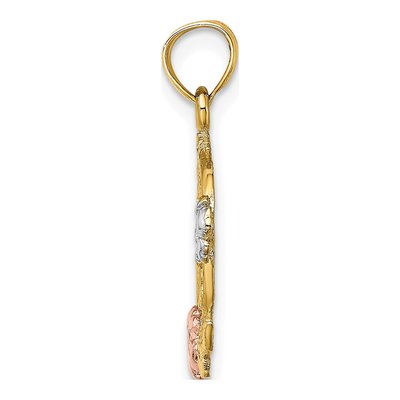 14K Two-Tone #1 MOM Flower Charm Pendant – view 3
