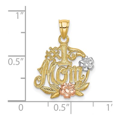 14K Two-Tone #1 MOM Flower Charm Pendant – view 4