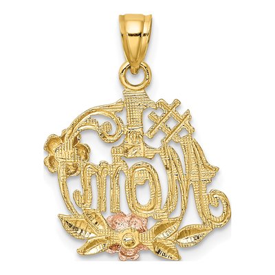 14K Two-Tone #1 MOM Flower Charm Pendant – view 5