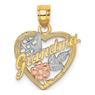 14K Two-Tone Gold Grandma Heart Number 1 Charm