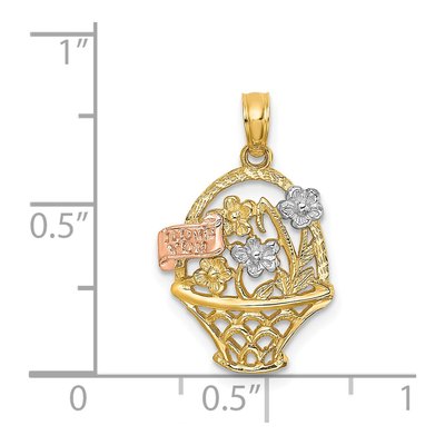 14K Two-Tone Gold Flower Basket I LOVE YOU Charm – view 5