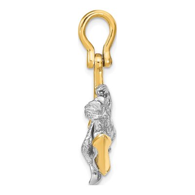 14K Two-Tone Gold 3-D Anchor Mermaid Charm – view 3