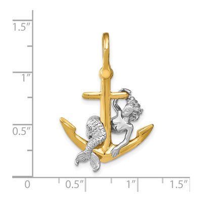 14K Two-Tone Gold 3-D Anchor Mermaid Charm – view 4