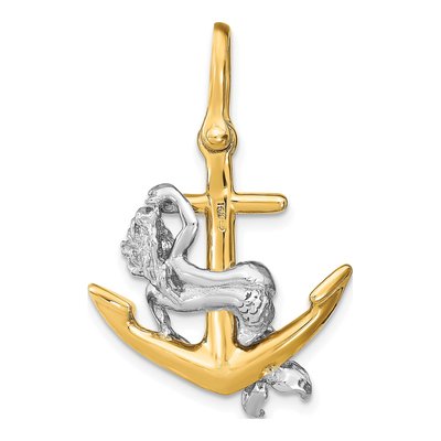 14K Two-Tone Gold 3-D Anchor Mermaid Charm – view 5