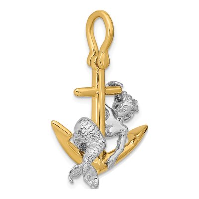 14K Two-Tone Gold 3-D Anchor Mermaid Charm – view 6