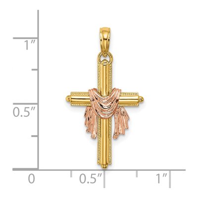 14K Two-Tone Gold Cross Charm – view 3
