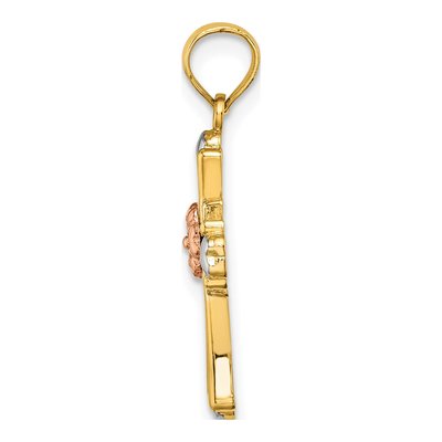 14K Two-Tone Gold Cross Charm – view 3