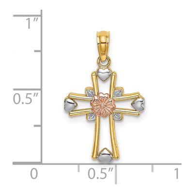 14K Two-Tone Gold Cross Charm – view 4