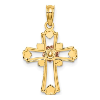 14K Two-Tone Gold Cross Charm – view 5
