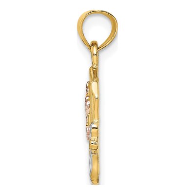 14K Two-Tone Gold Open Holy Bible Cross Charm – view 3