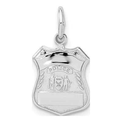14K White Gold Police Badge Pendant