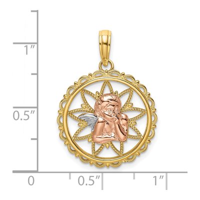 14K Two-Tone Gold Angel Pendant – view 4