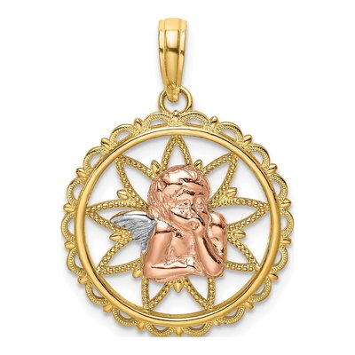 14K Two-Tone Gold Angel Pendant