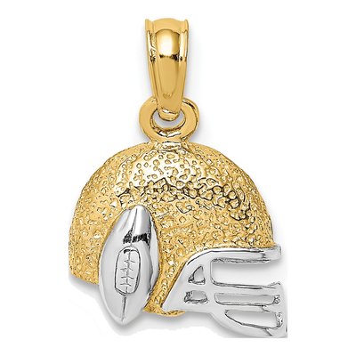 14K Yellow Gold Football Helmet Pendant