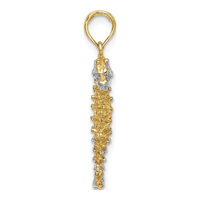 14K Yellow Gold 3D Seahorse Pendant – view 3