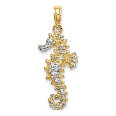 14K Yellow Gold 3D Seahorse Pendant – view 5