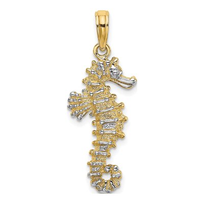 14K Yellow Gold 3D Seahorse Pendant