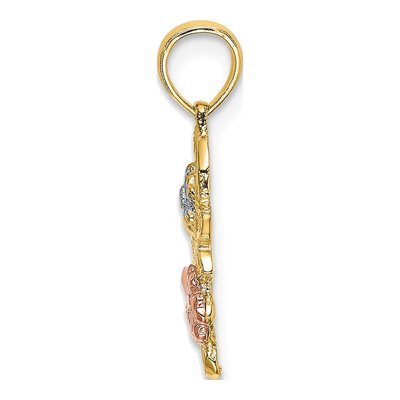 14K Two-Tone Gold Flowers Pendant – view 3