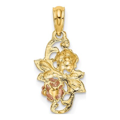 14K Two-Tone Gold Flowers Pendant – view 4