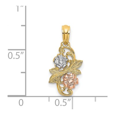 14K Two-Tone Gold Flowers Pendant – view 5