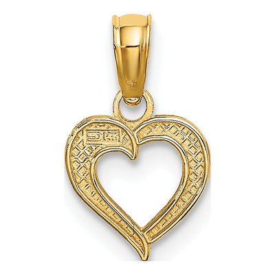 14K Yellow Gold Textured Heart Charm – view 5