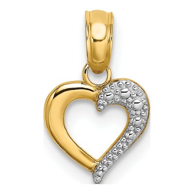 14K Yellow Gold Textured Heart Charm