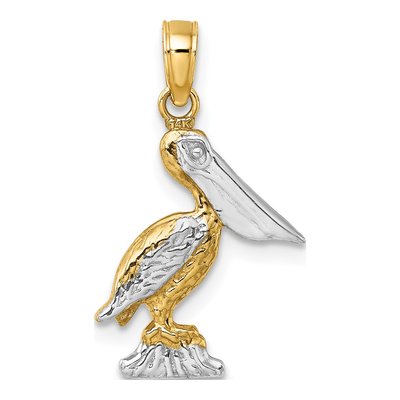 14K Yellow Gold 3D Pelican Pendant – view 5