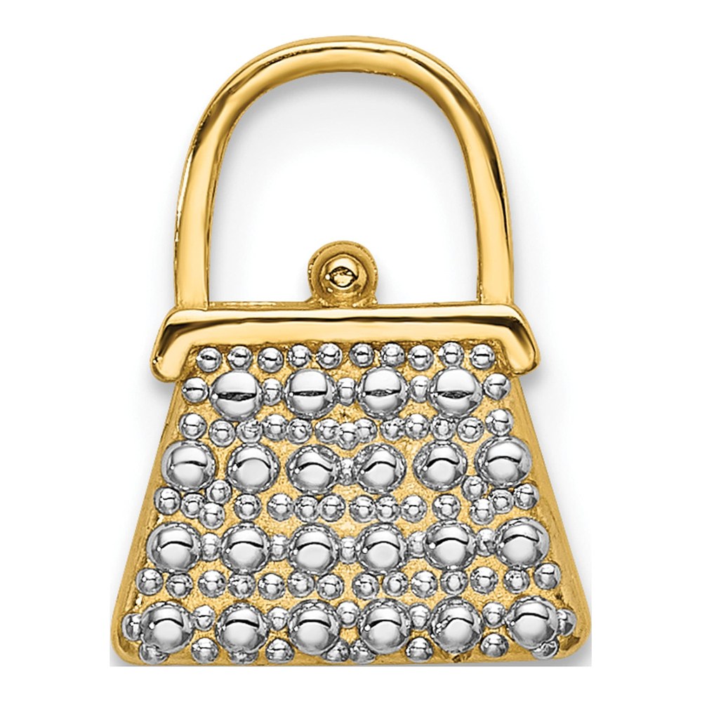 14K Yellow Gold & Rhodium Purse Chain Slide Charm