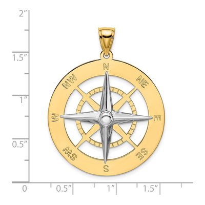 14K Two-Tone Gold Large Nautical Compass Charm – view 4