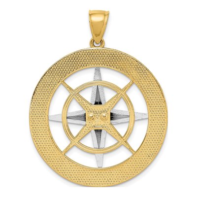 14K Two-Tone Gold Large Nautical Compass Charm – view 5