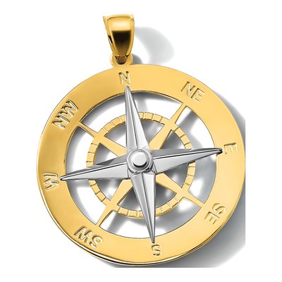 14K Two-Tone Gold Large Nautical Compass Charm – view 6