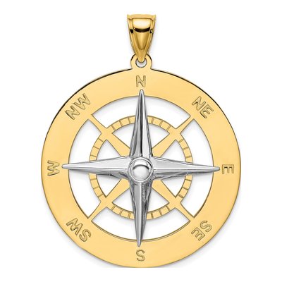 14K Two-Tone Gold Large Nautical Compass Charm