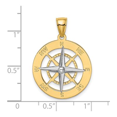 14K Two-Tone Gold Nautical Compass Charm – view 4