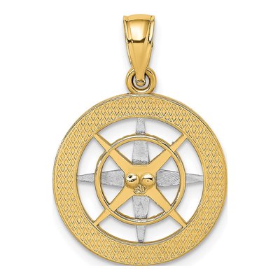 14K Two-Tone Gold Nautical Compass Charm – view 5