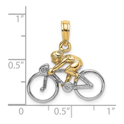 14K Two-Tone Gold Bicycle Pendant – view 4