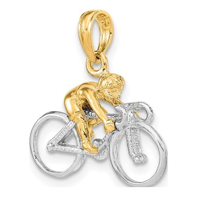 14K Two-Tone Gold Bicycle Pendant – view 6